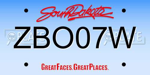 ZBO07W South Dakota License Plate