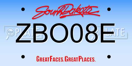 ZBO08E South Dakota License Plate