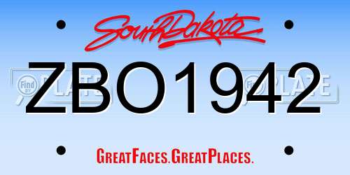 ZBO1942 South Dakota License Plate