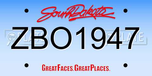 ZBO1947 South Dakota License Plate