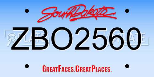 ZBO2560 South Dakota License Plate