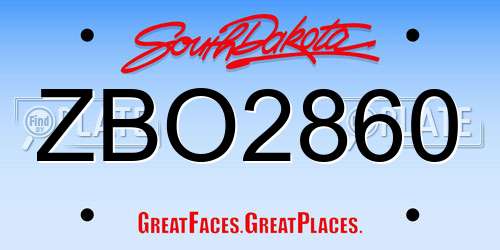 ZBO2860 South Dakota License Plate