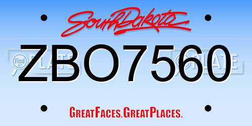 ZBO7560 South Dakota License Plate