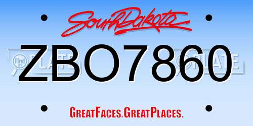 ZBO7860 South Dakota License Plate