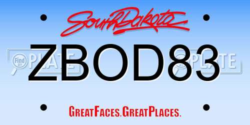ZBOD83 South Dakota License Plate