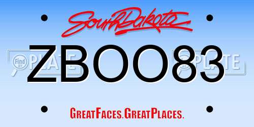 ZBOO83 South Dakota License Plate