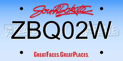 ZBQ02W South Dakota License Plate