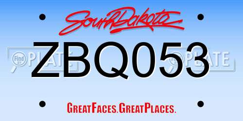 ZBQ053 South Dakota License Plate