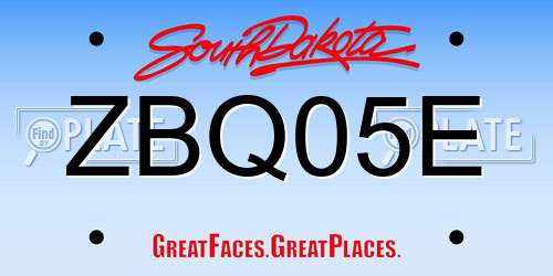 ZBQ05E South Dakota License Plate