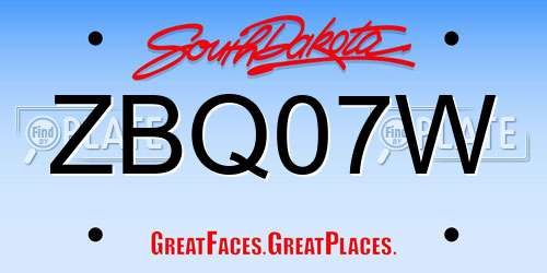 ZBQ07W South Dakota License Plate