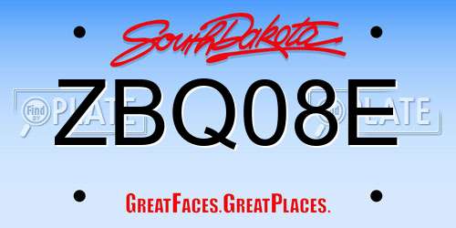 ZBQ08E South Dakota License Plate