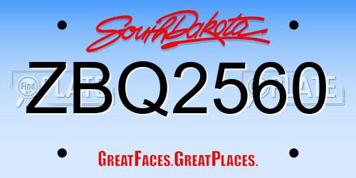 ZBQ2560 South Dakota License Plate