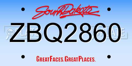 ZBQ2860 South Dakota License Plate