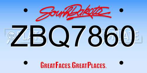 ZBQ7860 South Dakota License Plate
