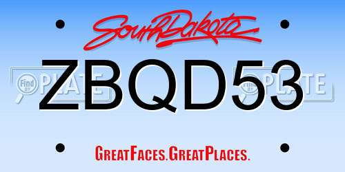 ZBQD53 South Dakota License Plate