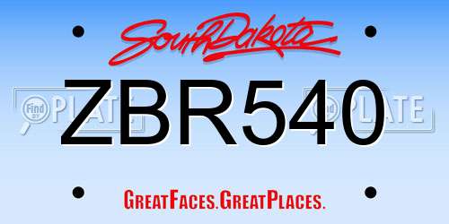 ZBR540 South Dakota License Plate