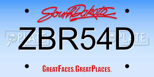 ZBR54D South Dakota License Plate