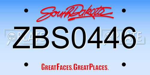 ZBS0446 South Dakota License Plate