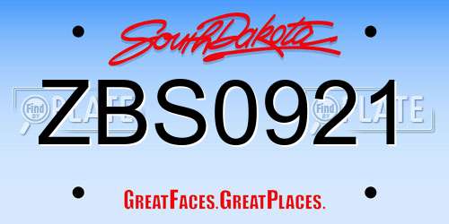 ZBS0921 South Dakota License Plate