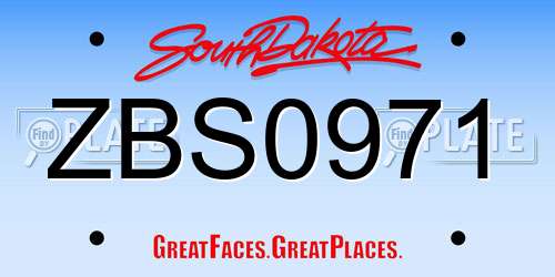ZBS0971 South Dakota License Plate