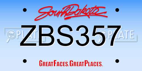 ZBS357 South Dakota License Plate