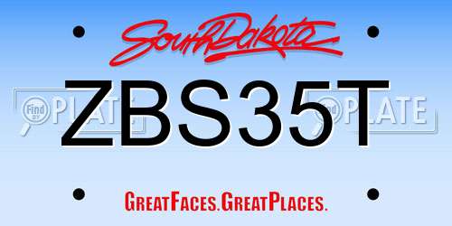 ZBS35T South Dakota License Plate