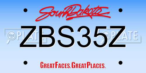 ZBS35Z South Dakota License Plate