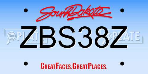 ZBS38Z South Dakota License Plate