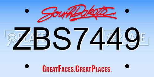 ZBS7449 South Dakota License Plate