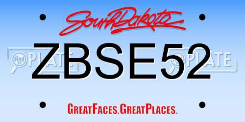 ZBSE52 South Dakota License Plate