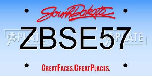 ZBSE57 South Dakota License Plate