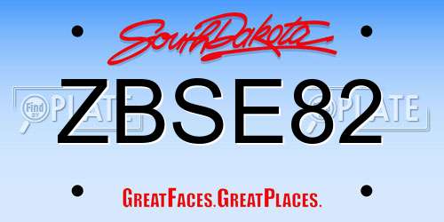 ZBSE82 South Dakota License Plate