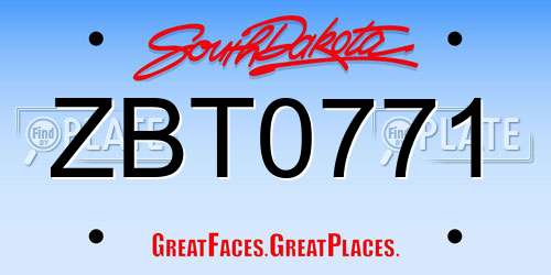 ZBT0771 South Dakota License Plate