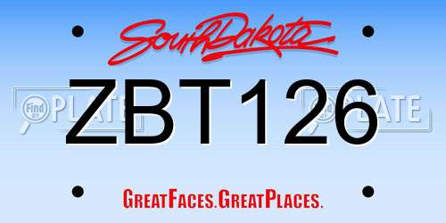 ZBT126 South Dakota License Plate