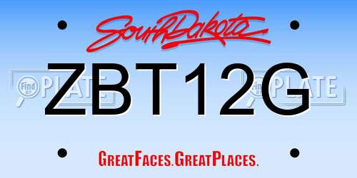 ZBT12G South Dakota License Plate