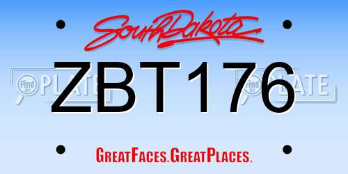 ZBT176 South Dakota License Plate