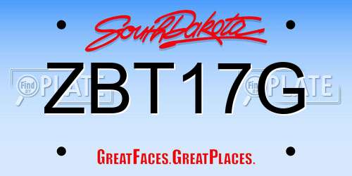 ZBT17G South Dakota License Plate