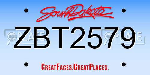 ZBT2579 South Dakota License Plate