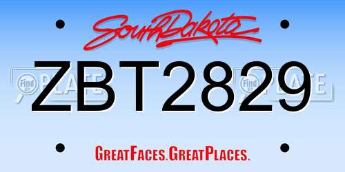 ZBT2829 South Dakota License Plate