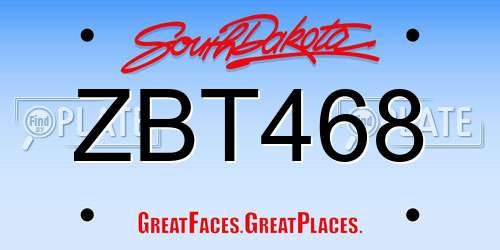 ZBT468 South Dakota License Plate