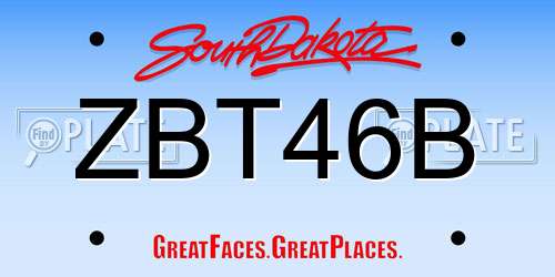 ZBT46B South Dakota License Plate