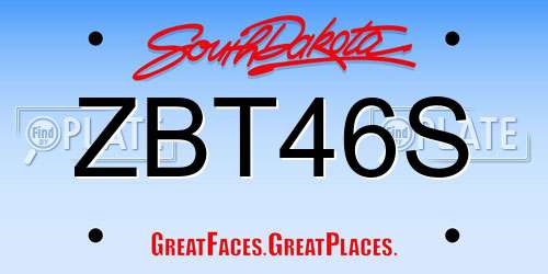 ZBT46S South Dakota License Plate
