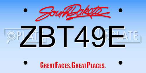 ZBT49E South Dakota License Plate