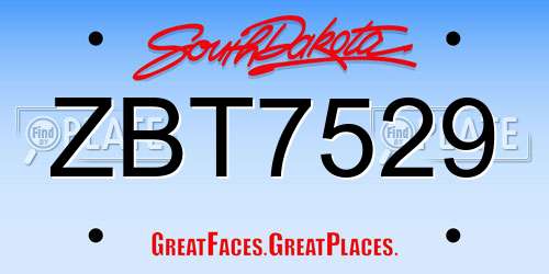 ZBT7529 South Dakota License Plate
