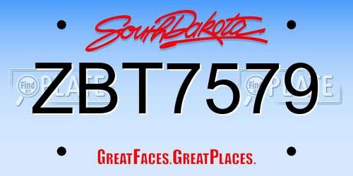 ZBT7579 South Dakota License Plate