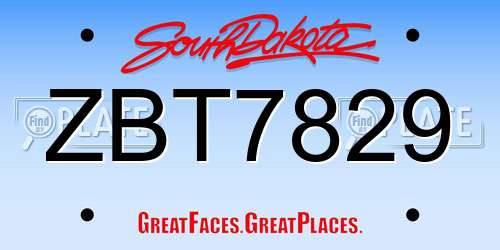 ZBT7829 South Dakota License Plate