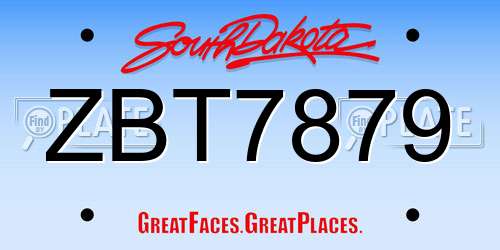 ZBT7879 South Dakota License Plate