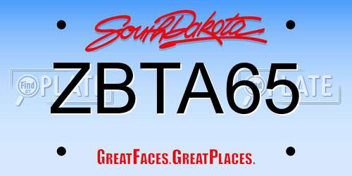 ZBTA65 South Dakota License Plate
