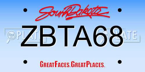 ZBTA68 South Dakota License Plate