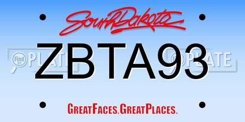 ZBTA93 South Dakota License Plate